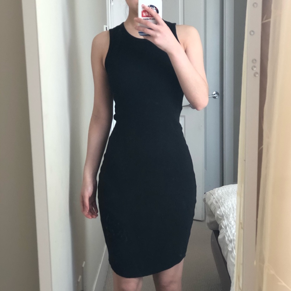 Aritzia bodycon ribbed black dress